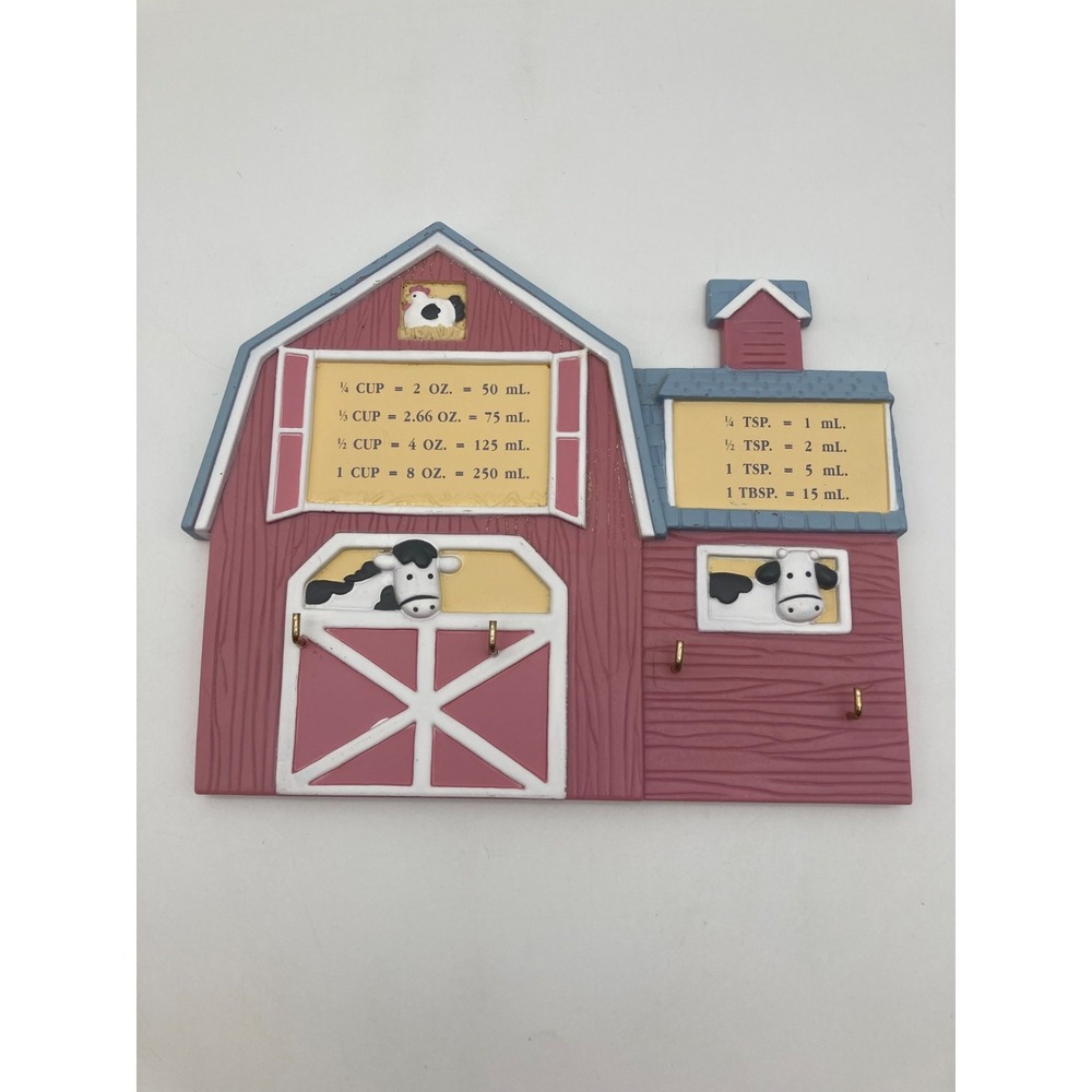 Vintage Country Barn Kitchen Conversion Chart Wall Rack Plastic Measuring Hooks